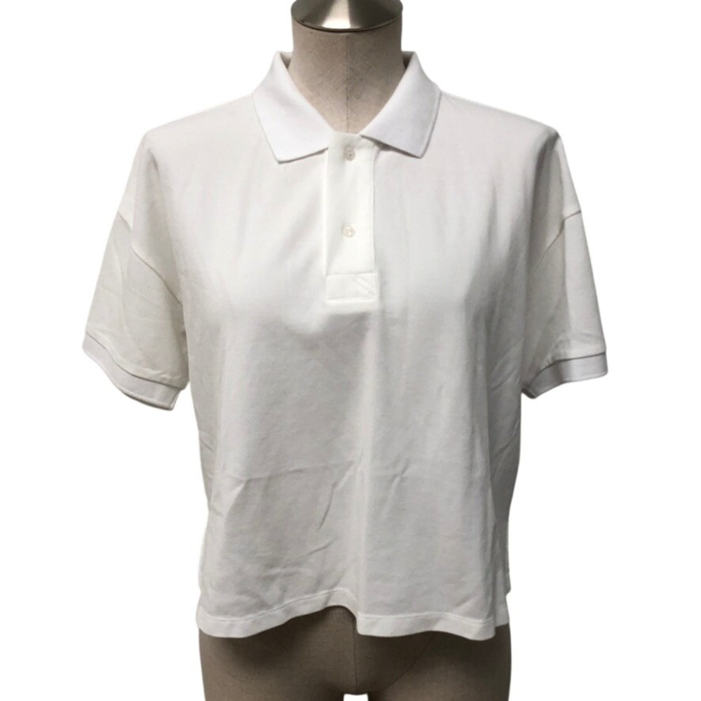 Tuckernuck Polo Womens Small White Short Sleeve Cotton Pique Cropped Boxy